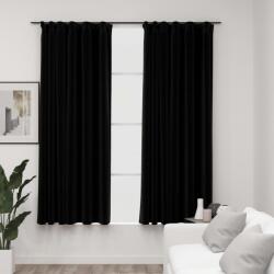 vidaXL 2 db fekete vászonhatású sötétítőfüggöny kampókkal 140 x 175 cm (321156)