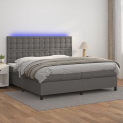 vidaXL szürke műbőr rugós ágy matraccal és LED-del 200x200 cm (3135967)