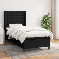 vidaXL fekete szövet rugós ágy matraccal 80 x 200 cm (3131707)