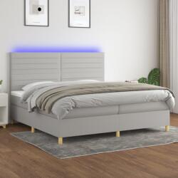 vidaXL világosszürke szövet rugós és LED-es ágy matraccal 200x200 cm (3135541)