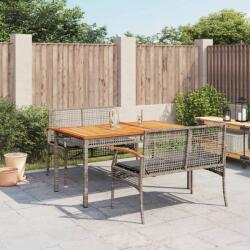 vidaXL 3 részes szürke polyrattan kerti étkezőgarnitúra párnával (3213575)