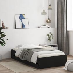 vidaXL fekete szerelt fa ágykeret fiókokkal 90 x 190 cm (3207323)