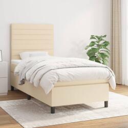 vidaXL krémszínű szövet rugós ágy matraccal 100 x 200 cm (3141838)
