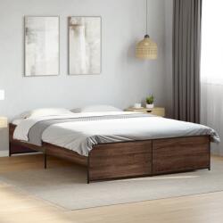 vidaXL barna tölgyszínű szerelt fa és fém ágykeret 140 x 200 cm (3279891)