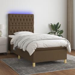 vidaXL barna szövet rugós és LED-es ágy matraccal 100x200 cm (3135656)