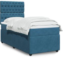 vidaXL sötétkék bársony rugós ágy matraccal 90 x 200 cm (3292248)