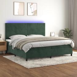 vidaXL sötétzöld bársony rugós és LED-es ágy matraccal 200x200 cm (3136026)