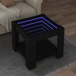 vidaXL fekete szerelt fa dohányzóasztal LED-del 53 x 53 x 45 cm (847540)
