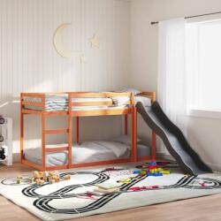 vidaXL barna tömör fenyő emeletes ágy csúszdával és létrával 75x190 cm (3284250)
