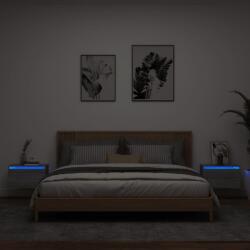 vidaXL 2 db szürke sonoma színű fali éjjeliszekrény LED-világítással (836837)
