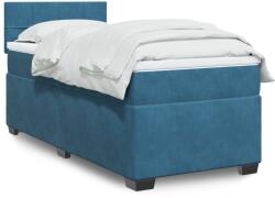 vidaXL sötétkék bársony rugós ágy matraccal 90 x 200 cm (3286226)