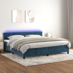 vidaXL sötétkék bársony rugós és LED-es ágy matraccal 200x200 cm (3134547)