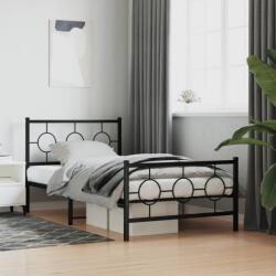 vidaXL fekete fém ágykeret fej- és lábtámlával 100 x 190 cm (376238)