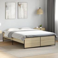 vidaXL sonoma tölgyszínű szerelt fa és fém ágykeret 120 x 200 cm (3279893)