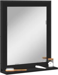 vidaXL fekete szerelt fa fürdőszobai tükör polccal 50x12x60 cm (842416)