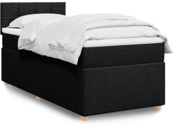 vidaXL fekete szövet rugós ágy matraccal 80 x 200 cm (3288809)