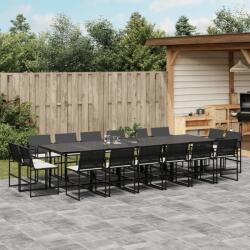 vidaXL 17 részes fekete polyrattan kerti étkezőgarnitúra párnákkal (3295067)