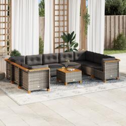 vidaXL 10 részes szürke polyrattan kerti ülőgarnitúra párnákkal (3261984)