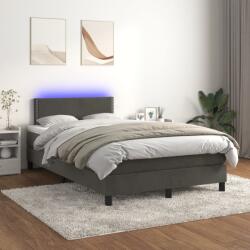 vidaXL sötétszürke bársony rugós és LED-es ágy matraccal 120x200 cm (3134334)
