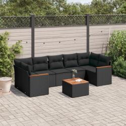 vidaXL 8 részes fekete polyrattan kerti ülőgarnitúra párnákkal (3258212)