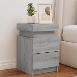 vidaXL szürke sonoma színű éjjeliszekrény LED-világítással 35x39x55 cm (836759)