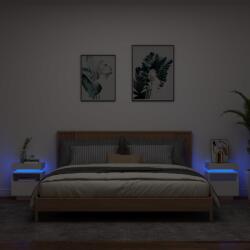 vidaXL 2 db fehér műfa éjjeliszekrény LED-fényekkel 40x39x48, 5 cm (836785)