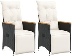 vidaXL 2 db fekete polyrattan dönthető kerti szék párnával (365671)