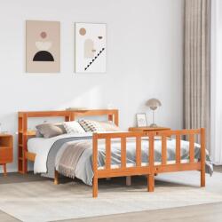 vidaXL viaszbarna tömör fenyőfa ágykeret fejtámlával 160 x 200 cm (3305781)