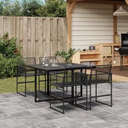 vidaXL 5 részes fekete polyrattan kerti étkezőgarnitúra (3295048)