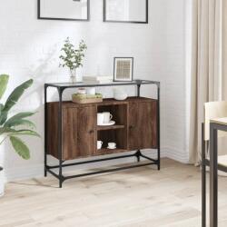 vidaXL barna tölgy szerelt fa tálalószekrény üveglappal 98x35x81 cm (846073)