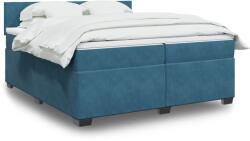 vidaXL kék bársony rugós ágy matraccal 200x200 cm (3288700)