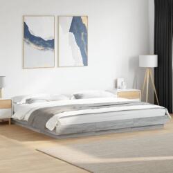 vidaXL szürke sonoma színű szerelt fa ágykeret LED-del 200x200 cm (3281075) - vidaxl