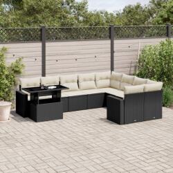 vidaXL 10 részes fekete polyrattan kerti ülőgarnitúra párnákkal (3267506)