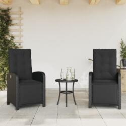 vidaXL 2 db fekete polyrattan dönthető kerti szék lábtartóval (365193)