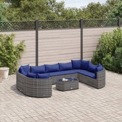 vidaXL 10 részes szürke polyrattan kerti ülőgarnitúra párnákkal (3308407)