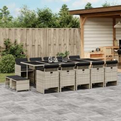 vidaXL 15 részes szürke polyrattan kerti étkezőgarnitúra párnákkal (3277762) - vidaxl