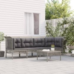 vidaXL 5 részes szürke polyrattan kerti ülőgarnitúra párnákkal (3187477)