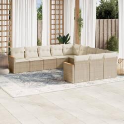 vidaXL 11 részes bézs polyrattan kerti ülőgarnitúra párnákkal (3258831)