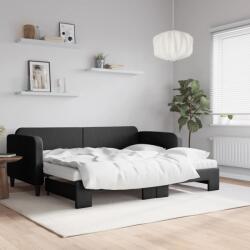 vidaXL fekete kihúzható szövet heverő matracokkal 90 x 200 cm (3196836)