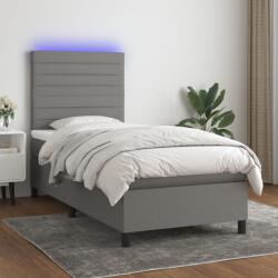 vidaXL sötétszürke szövet rugós és LED-es ágy matraccal 90x200 cm (3134926)