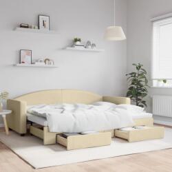 vidaXL krémszínű kihúzható szövet heverő fiókokkal 80 x 200 cm (3197223)