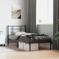 vidaXL fekete fém ágykeret fejtámlával 90 x 190 cm (355553) - vidaxl