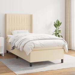 vidaXL krémszínű szövet rugós ágy matraccal 90 x 190 cm (3131558)