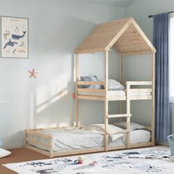vidaXL tömör fenyőfa ágy emelettel és tetővel 80 x 200 cm (3282393)