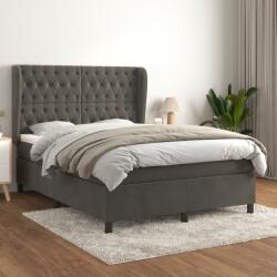 vidaXL sötétszürke bársony rugós ágy matraccal 140x190 cm (3129388)