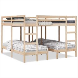 vidaXL tömör fenyőfa tripla emeletes ágykeret 200x200/80x200 cm (3308583)