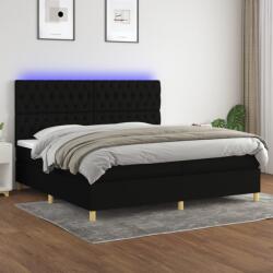 vidaXL fekete szövet rugós és LED-es ágy matraccal 200x200 cm (3135703)