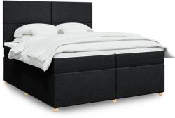 vidaXL fekete szövet rugós ágy matraccal 200 x 200 cm (3291382)