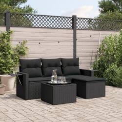 vidaXL 4 részes fekete polyrattan kerti ülőgarnitúra párnákkal (3252402) - vidaxl