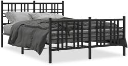 vidaXL fekete fém ágykeret fej- és lábtámlával 120 x 190 cm (376339)